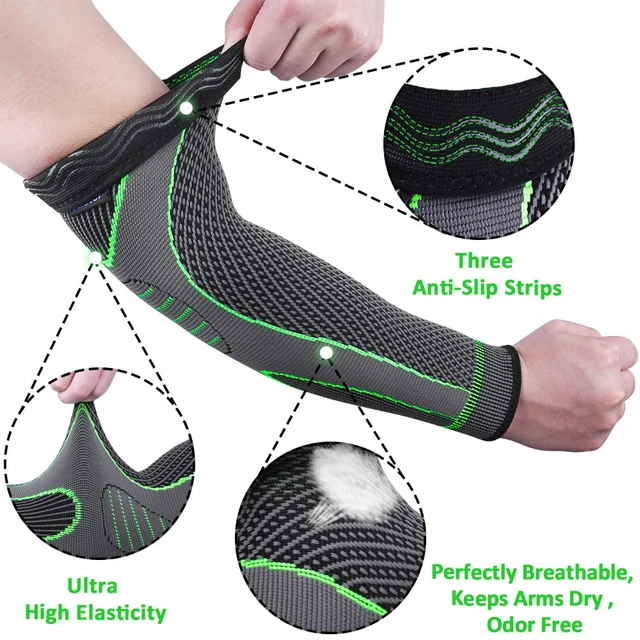 Sports Arm Compression Sleeves Anti-Slip Elbow Support Youth Adult Cycling Basketball Football Volleyball Baseball Tennis Golf 3