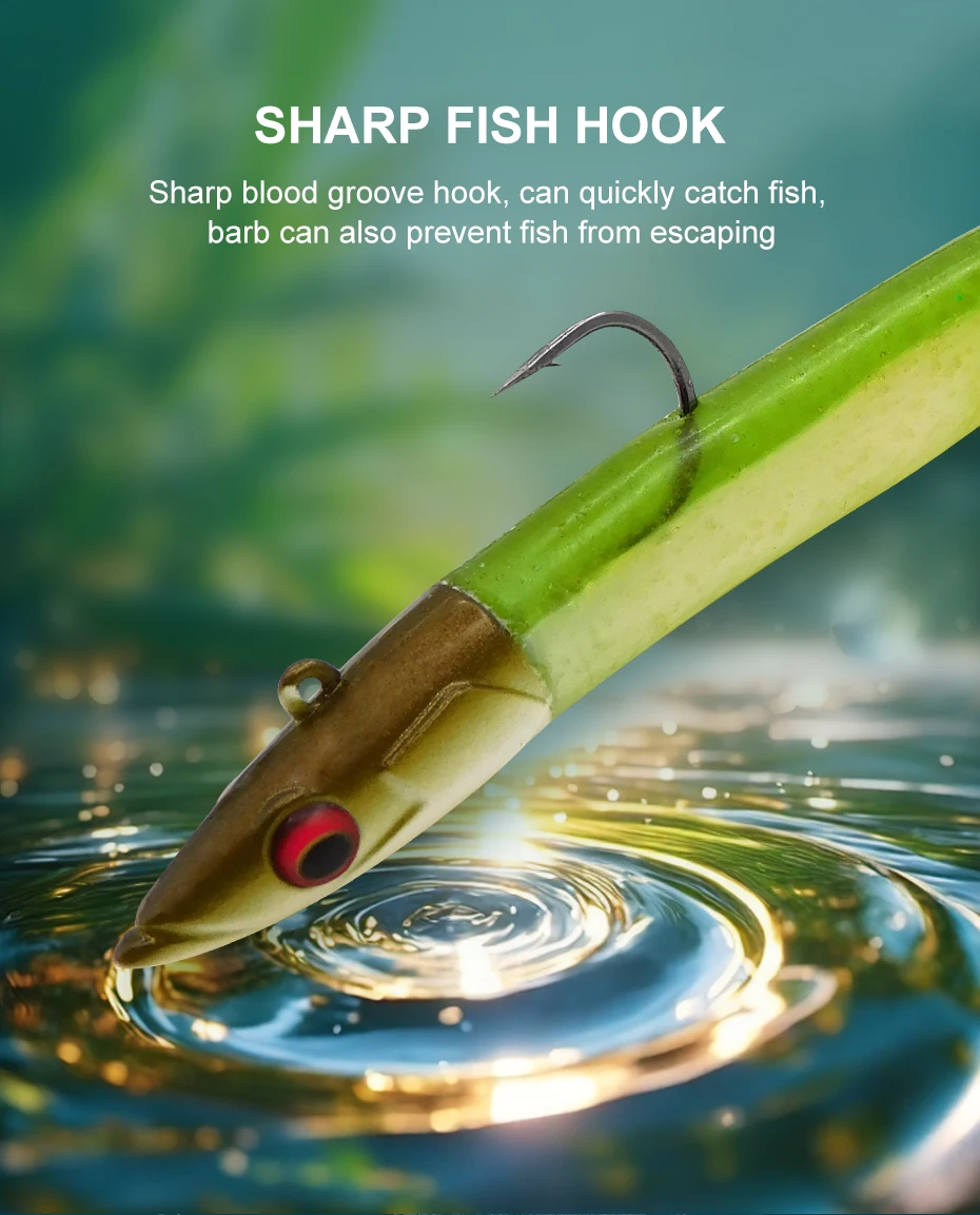 ESFISHING NEU Angelköder Bleikopf Meeraal 150mm Weichköder für Hecht Barsch Zander – Detail 4