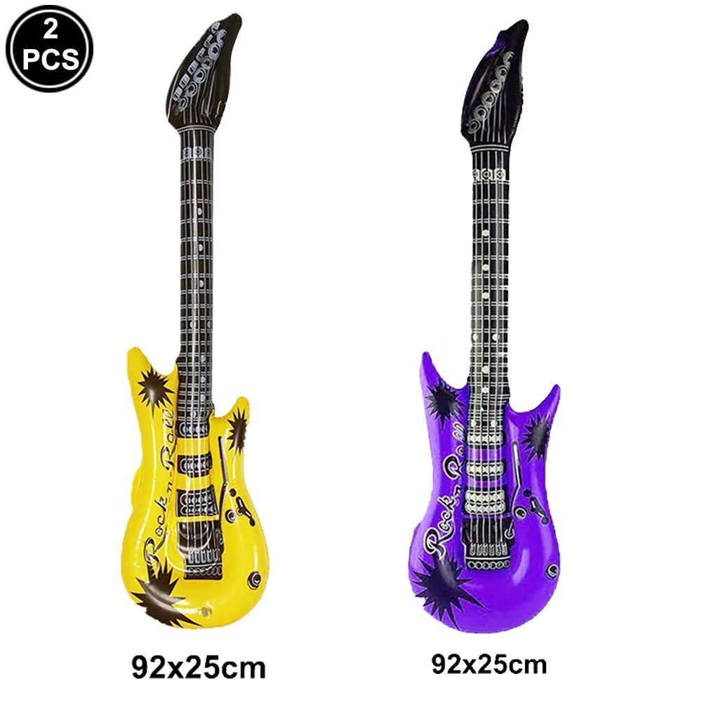 Set 9 Strumenti Musicali Gonfiabili Rock Star – Chitarra 90cm, Basso, Sassofono, Microfono – Per Feste E Compleanni
