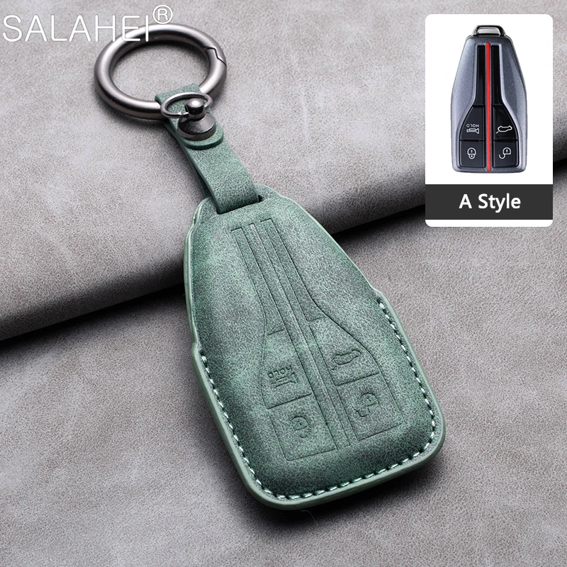 

Suede Leather Car Smart Key Fob Case Cover Shell Holder For FAW Hongqi HS5 H5 H9 HS7 H7 L5 HS3 L9 2020-2021 Keychain Accessories