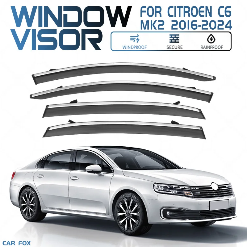 

For CITROEN C6 2016-2024 Plastic Window Visor Vent Shades Sun Rain Deflector Guard For CITROEN C6 2016-2024
