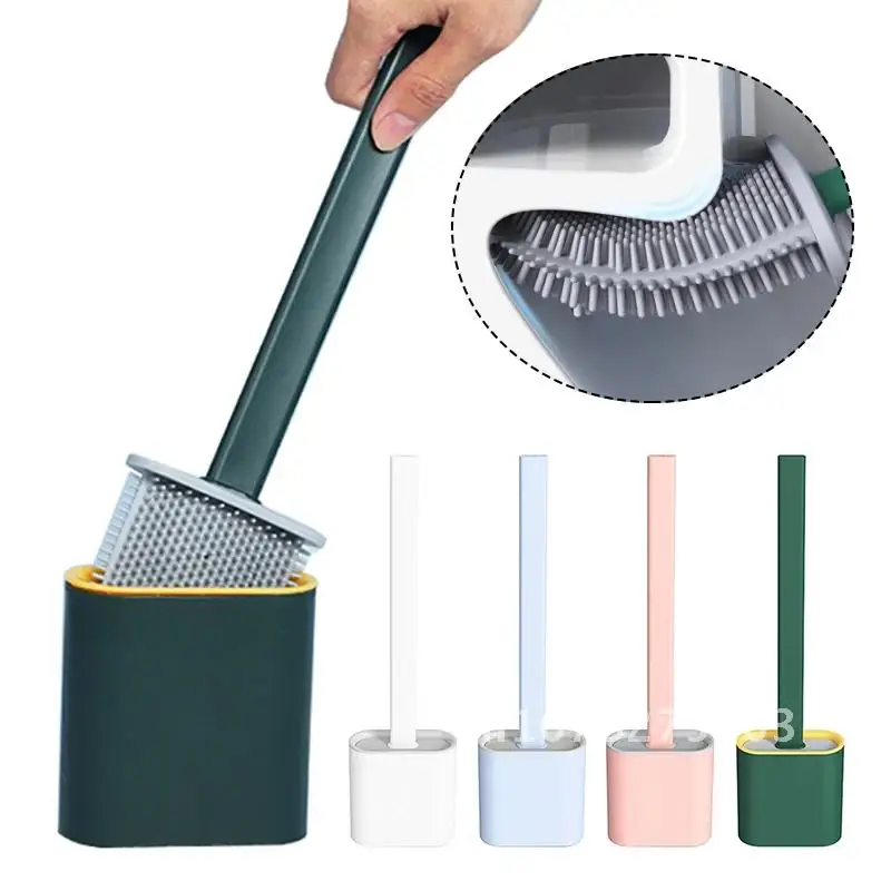 

Rubber Bathroom Toilet Brush with Silicone Flex Base Wall-mounted Quick Drying Cleaning Brush