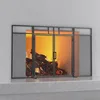 3-Panel Folding Fireplace Screen with Magnetic Hinged Doors, Solid Wrought Iron Panels Fire Spark Guard 1