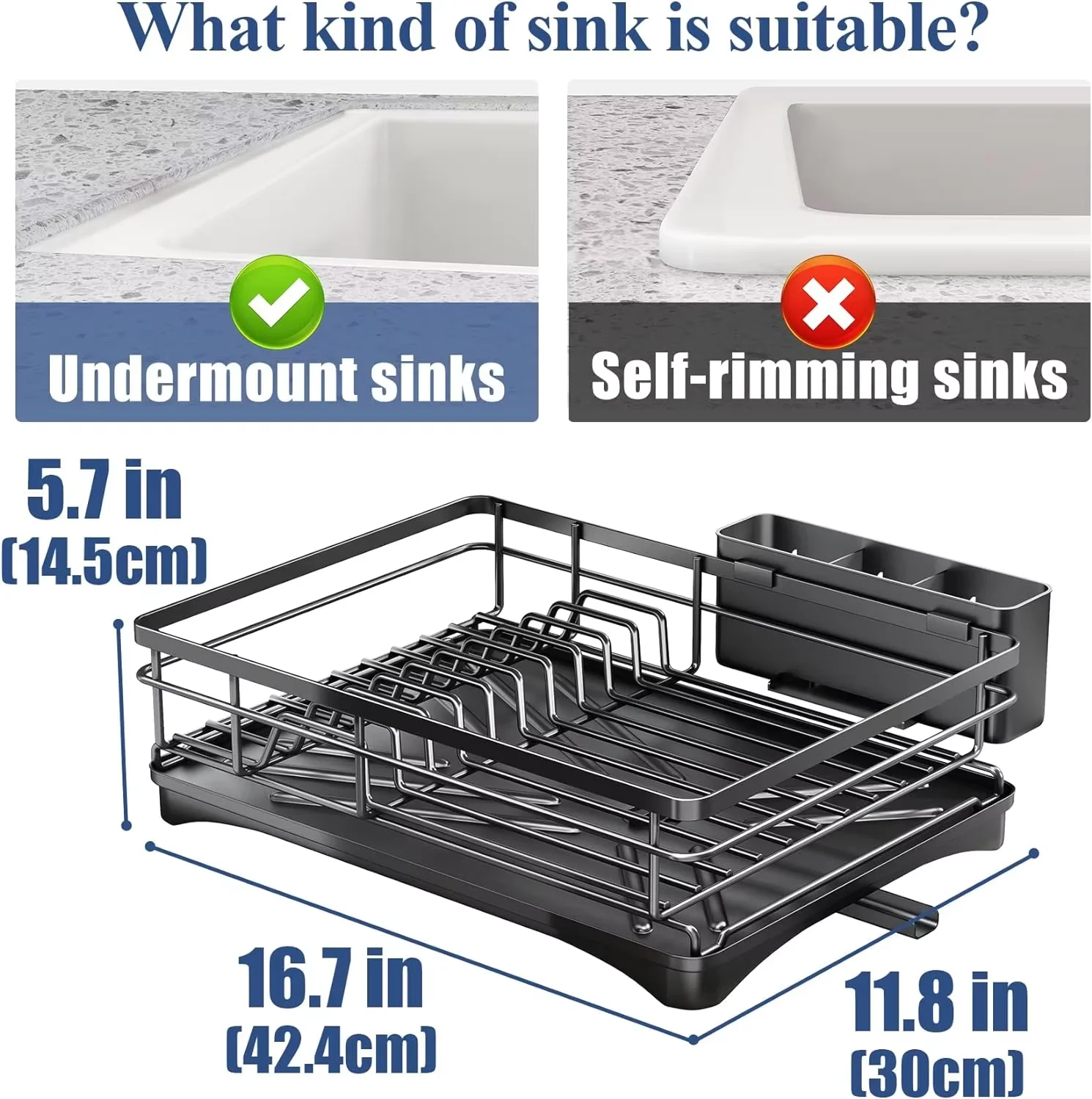 Dish Drying Rack for Kitchen Counter Large Dish Rack with Drainboard Rustproof Dish Drainer with Utensil Holder for Sink 5