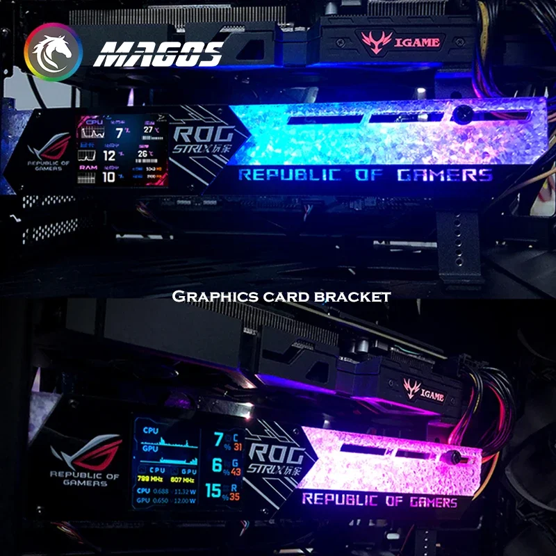 Display Lcd Suporte Gpu para Gabinete pc Gamer Suporte Vga Suporte Rgb com Monitor Led Tela Aida 64 Rog Msi 12v 5v 2.2 Diy - Imagem 2