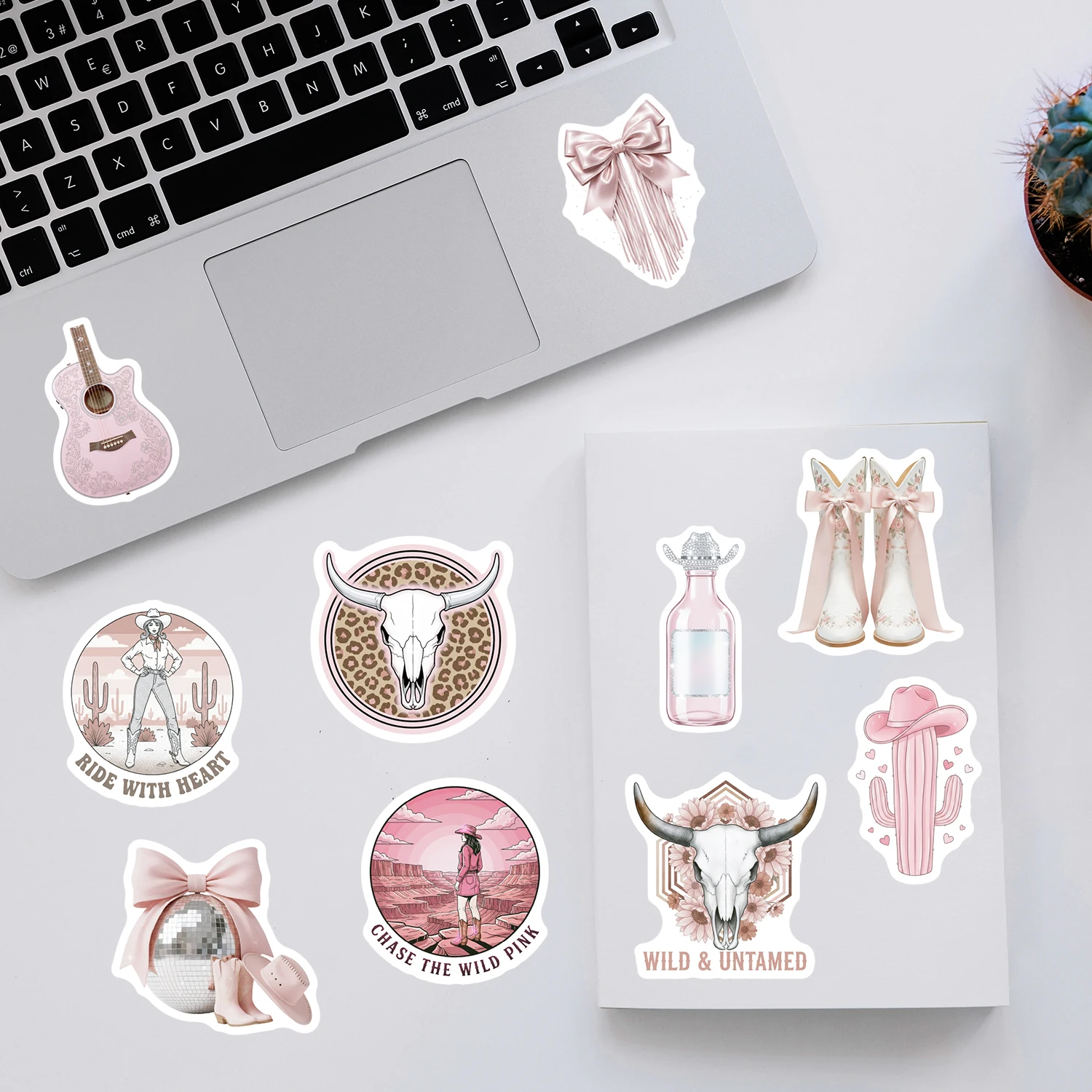 Disco Cowgirl Aesthetic Vinyl Stickers - 50PCS Pink Party Decor & Waterproof Decals