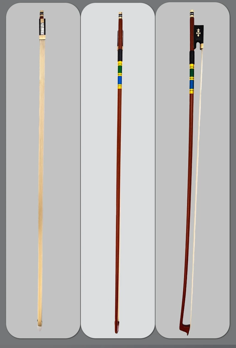 Description Picture 2 of itemBrazilwood Violin/viola/cello Bow 4/4 3/4 1/2 1/4 1/8 professional Fiddle Bow，natural Siberia white horsehair parts