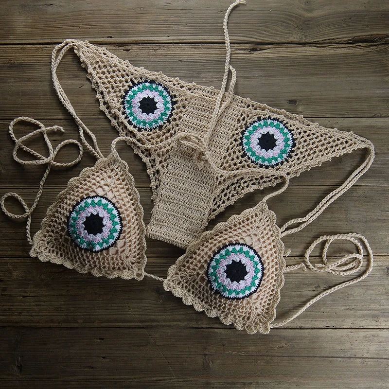 Hot Selling European and American Sexy Bikini Handwoven Split Beach Swimwear Women's Set