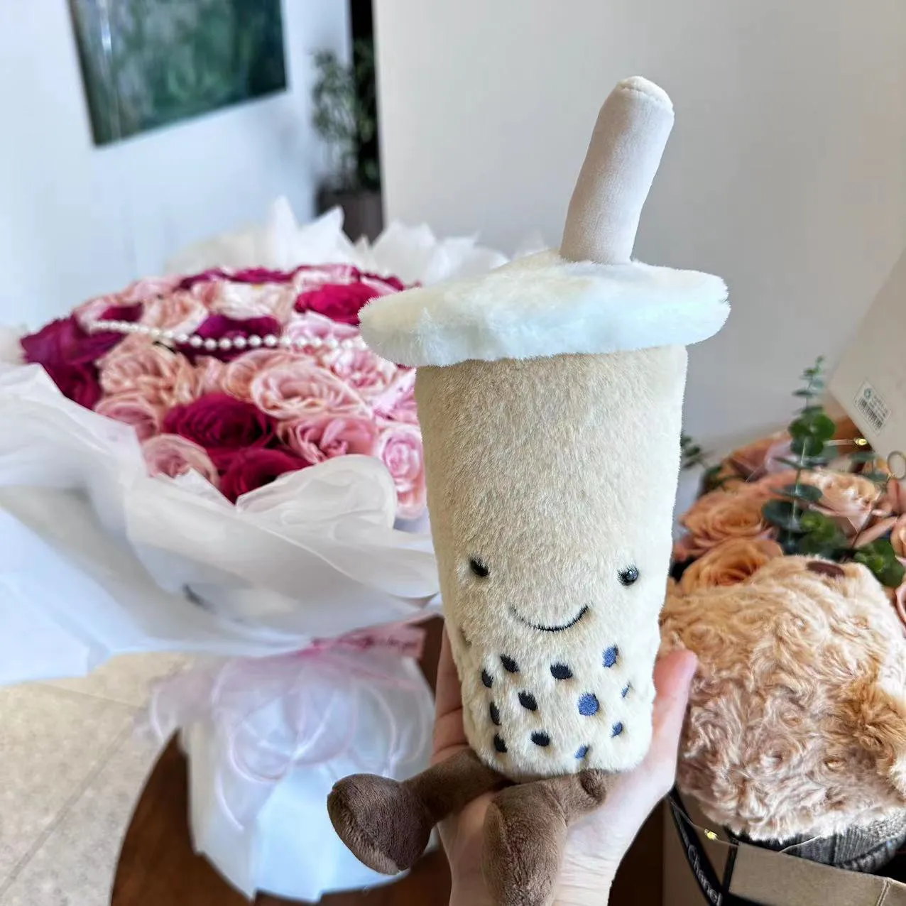 

Cute Boba Tea Cup Plushie Toys Soft Stuffed Latte Americano Coffee Taste Bubble Tea Pillow Cushion for Girls Xmas Birthday Gifts