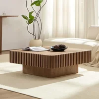 Walnut Coffee Table Modern Handcraft Drum Wooden Solid Wood Veneer Tea Tables for For Living Room Apartment, Coffee Table 1