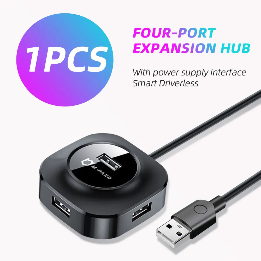 Hub USB 2.0 a 4 Porte con Alimentazione DC, Trasferimento Dati 480Mbps, Supporta HDD fino a 2TB, Plug & Play per Windows, Linux, Android, PC, Laptop