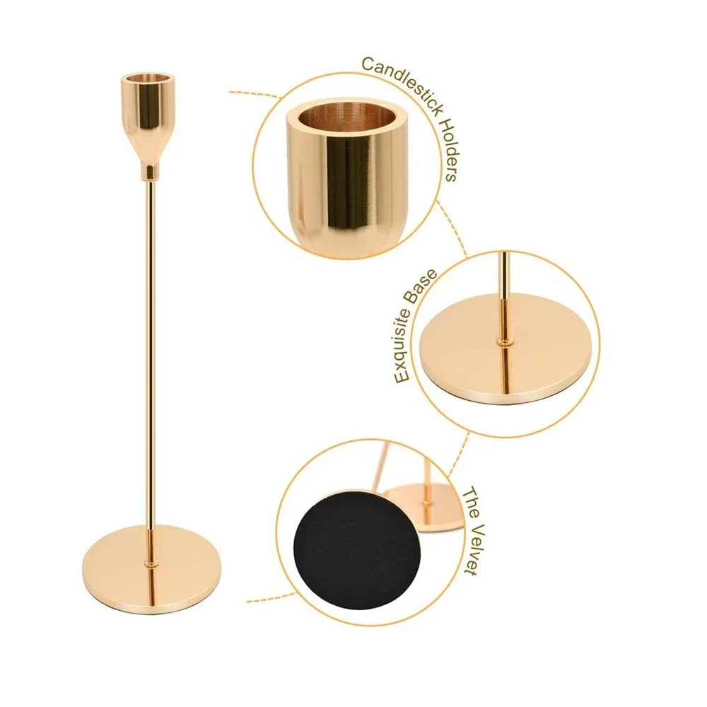 Chinese Style Metal Candle Holders Simple Golden Wedding Decoration Bar Party Living Room Home Decor Candlestick 3Pcs/Set candle holders