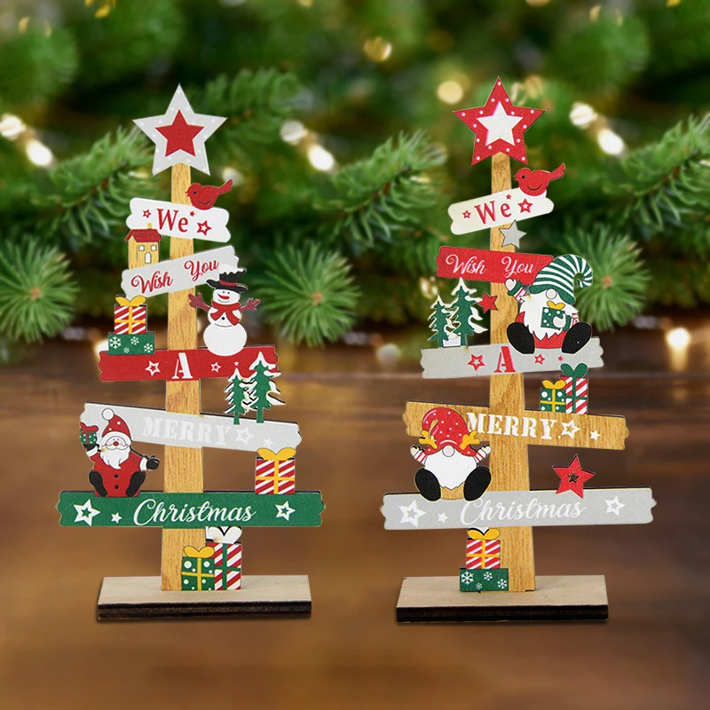 

Desktop Christmas Tree Santa Claus DIY Decoration Wooden Signs Plaque Christmas Decoration for Home New Years Party Gifts