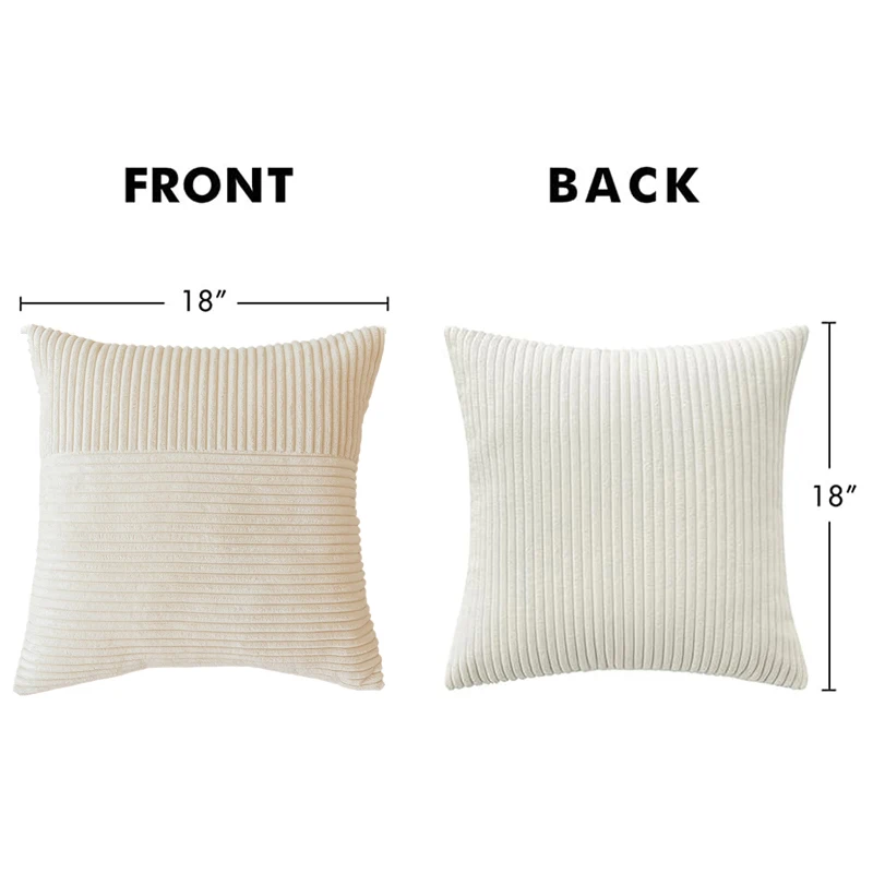 1pc Corduroy pillowcase Yellow stripe patchwork design Solid Cushion Cover, Throw Pillow Case, For Sofa, Couch 45x45CM 30x50CM 6