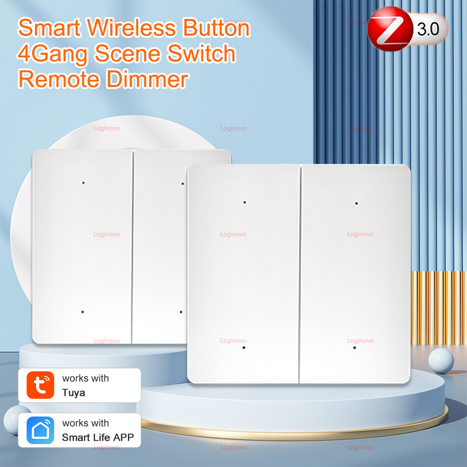 Tuya Zigbee Wireless Smart Scene Switch Push Button Smart Life 4Gang 12 Modes Automatic Scenario Controller Work With Zigbee Hub