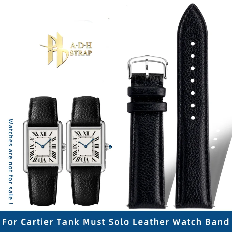 For Cartier Tank Must London Solo Genuine Leather Watch Strap