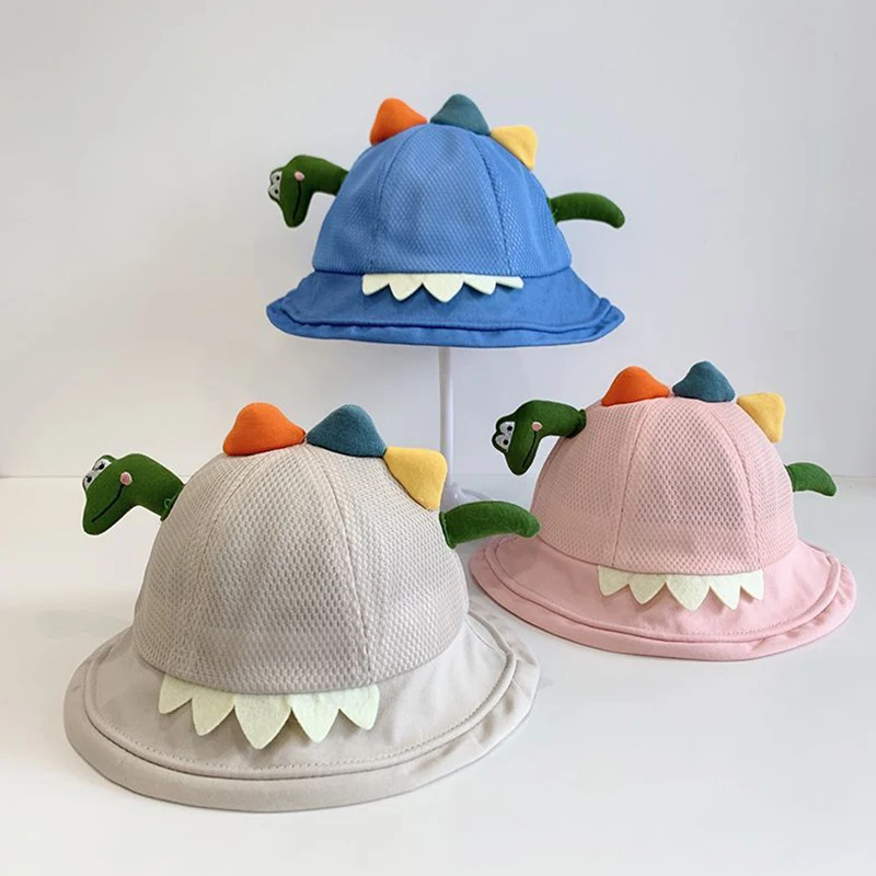 

Kids Sun Hat Wide Brim Fine Mesh Cartoon Dinosaur Frog Bucket Hat Summer Hat for Girls Boys Photo Prop