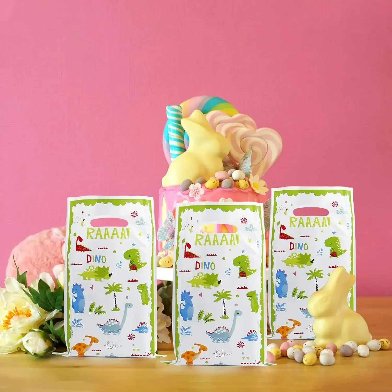 20pcs 유니콘 생일 선물 가방 공룡 파티 장식 플라스틱 Goodie 가방 어린이를위한 가방 치료 소녀 파티 베이비 샤워 캔디
