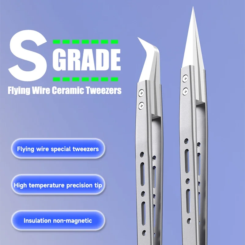 Mechanic ceramic tweezers precision tweezers esd anti static tweezers ceramic tweezers SM-11 SM-17 S-grade Flying Wire Ceramic Tweezers High Precision Insulation Non-magnetic Anti-Static Special Tweezers