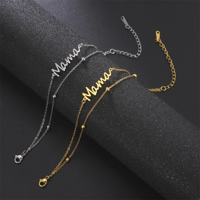 Edelstahl-Armband, Mama-Buchstabe, Charm-Armband für Frauen, Feder, unendlich, mehrschichtige Perlenketten, Schmuck, Liebhaber, Mutter, Geschenke – Detail 29
