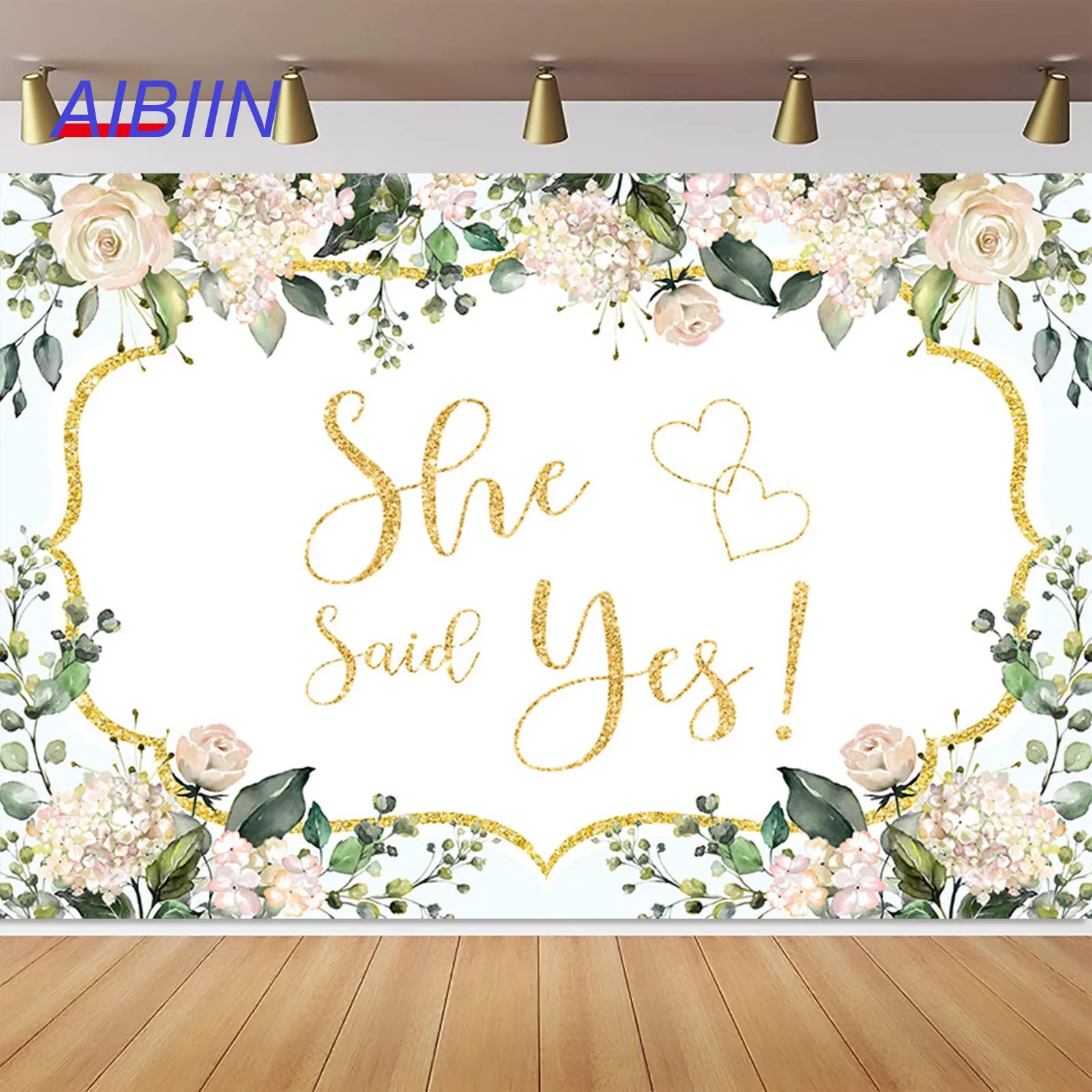 

She Said Yes Wedding Backdrop Pink Floral Bridal Shower Party Decor Bachelorette Bride to Be Engagement Photography Background