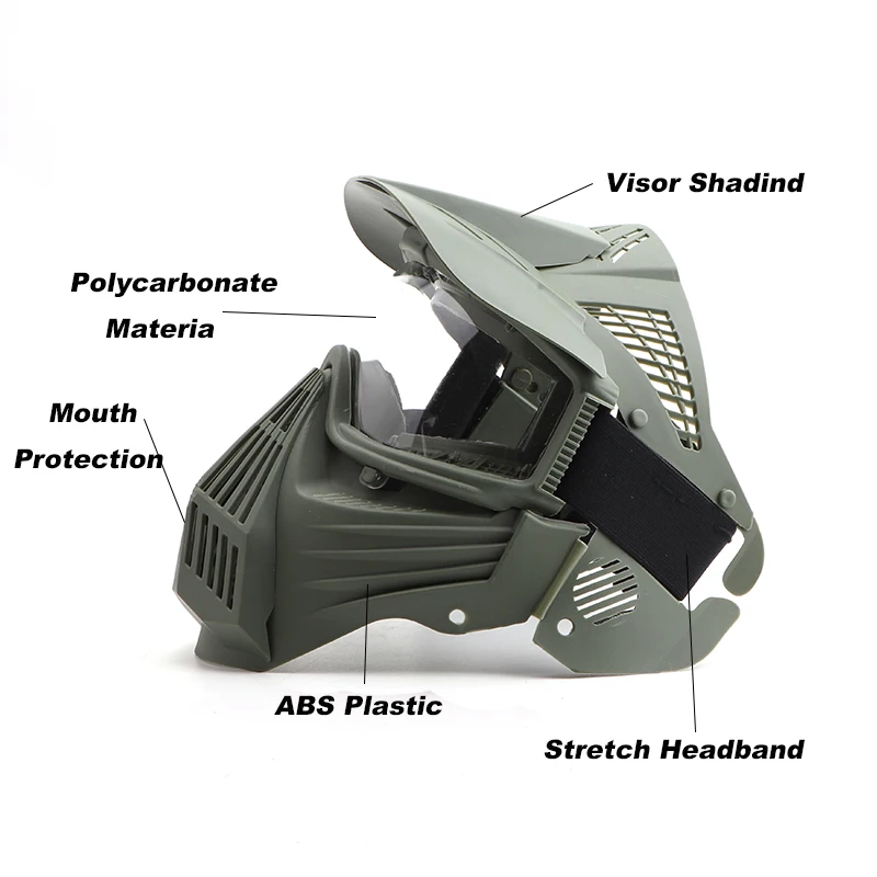 OAREA, Maschera Tattica per Softair, metà Parte Inferiore del Viso, Rete in Acciaio Metallico, Protezione per Le Orecchie, per Paintball, ACU