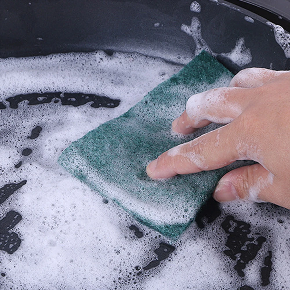 5pcs-Scouring Pad Dish Scrubber Scouring Pads Green Reusable Household Scrub Pads Carpet Cleaning Solution Fiber Brush to Clean