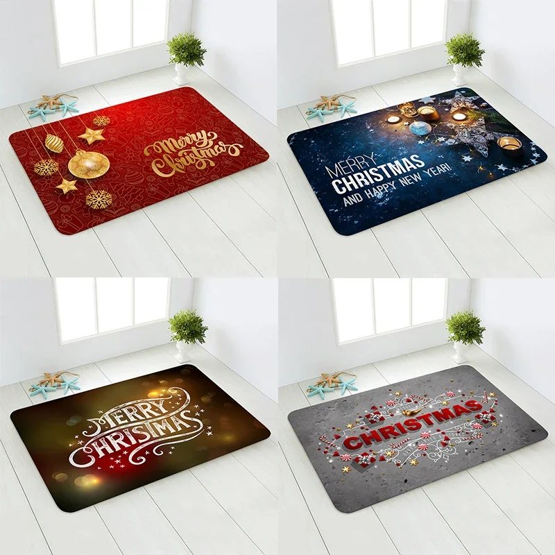 

Рождественские коврики на английском языке, мягкие и удобные нескользящие универсальные коврики для входа в гостиную