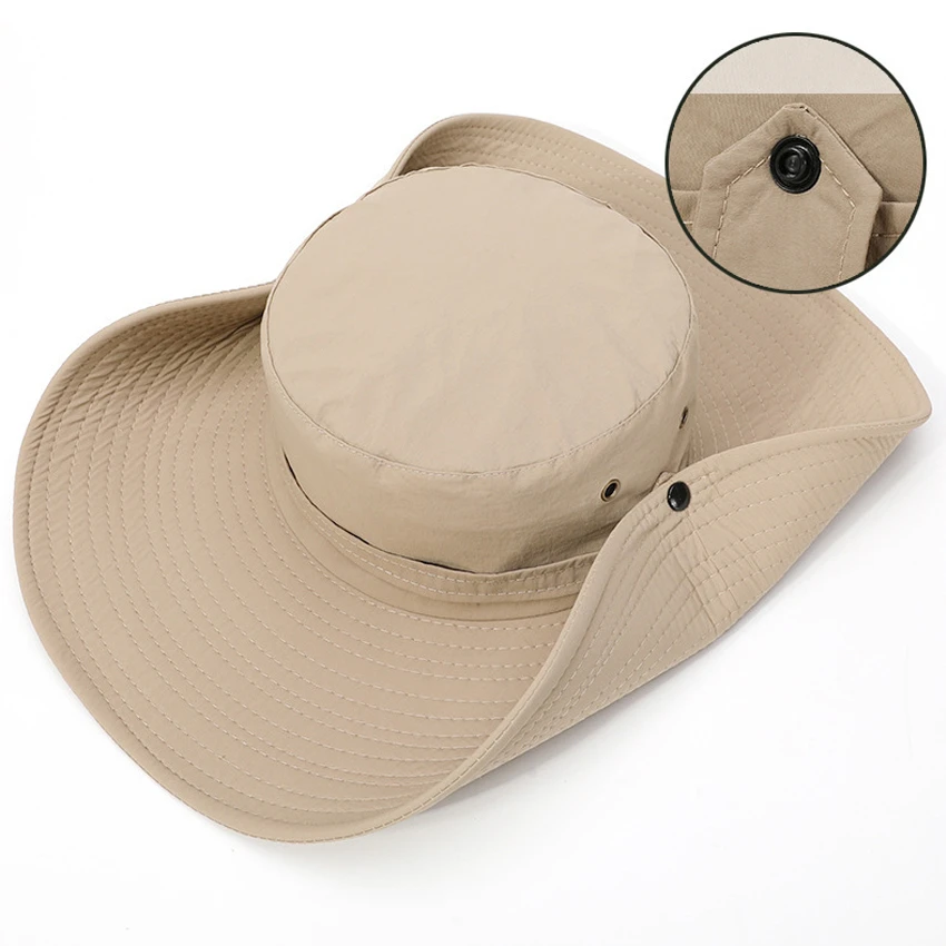 2024 New Fashion Summer Bucket Hat Cowboy Men Outdoor Fishing Hiking Beach Hats Mesh Breathable Anti UV Sun Cap Large Wide Brim - Image 2