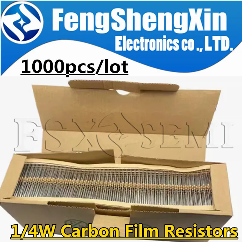 1000PCS 1/4W Carbon Film Resistors 5% 1R-10M 10R 47R 100R 220R 1K 10K ...