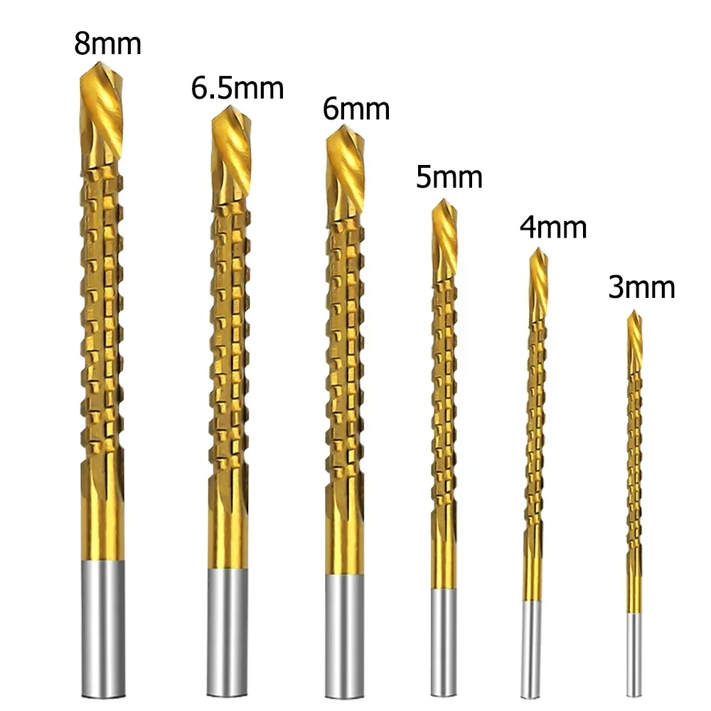 Titanbeschichtetes Bohrer-Set, 3/4/5/6/6,5/8 mm, Spiralschraube, metrischer Verbund-Gewindebohrer, Spiralbohrer zum Schneiden und Bohren