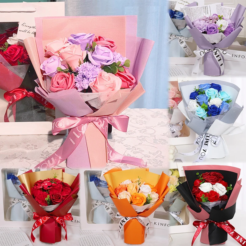 

1pc Handmade Immortal Floral Soap Simulation Bouquet Christmas Valentine's Day Mother's Day Gift Creative Design Gift Giving