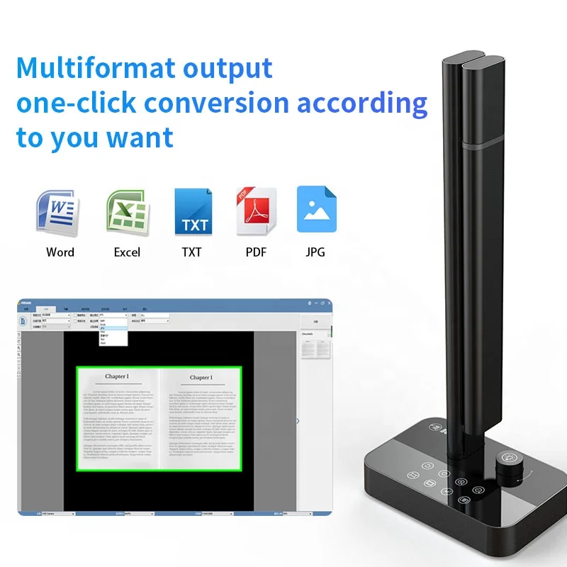 A3 Multilanguage 20 Mega Pixels Portable Document Camera Scanner Flatten Auto Book Scanner With Desktop Lamp For Office Usb CMOS