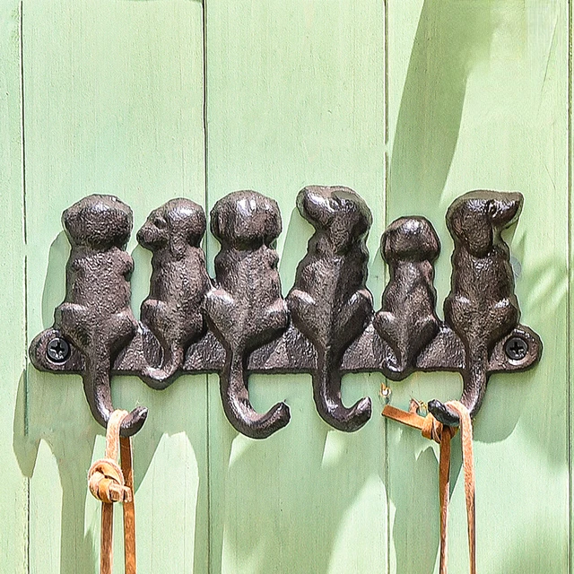 Retro Nostalgic Puppy Hooks Cute Cast Iron Animal Hooks Creative