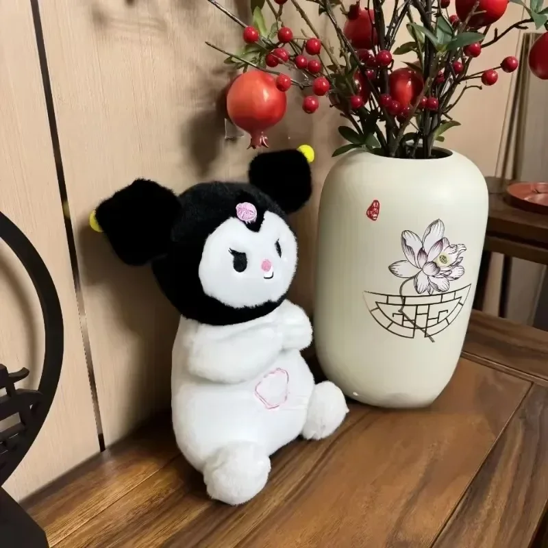 Sanrio Kuromi Breathing Plush Doll Cartoon Anime Character Can Make Sounds To Coax Baby To Sleep Soft Doll Ornaments Decoration
