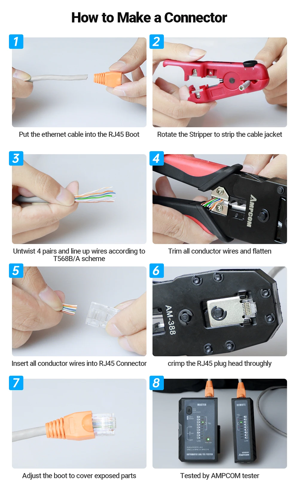 Stripper, Punch Down Tool, Crimper, conectores, 12 em 1, RJ45, rj 45, rj11