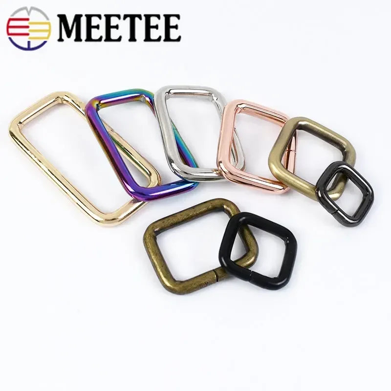 Meetee 10Pcs 13-50mm Metal Buckle for Bag Strap Webbing Pin Buckles Belt  Tri-glides Slider Hook Adjuster Roller Clasp