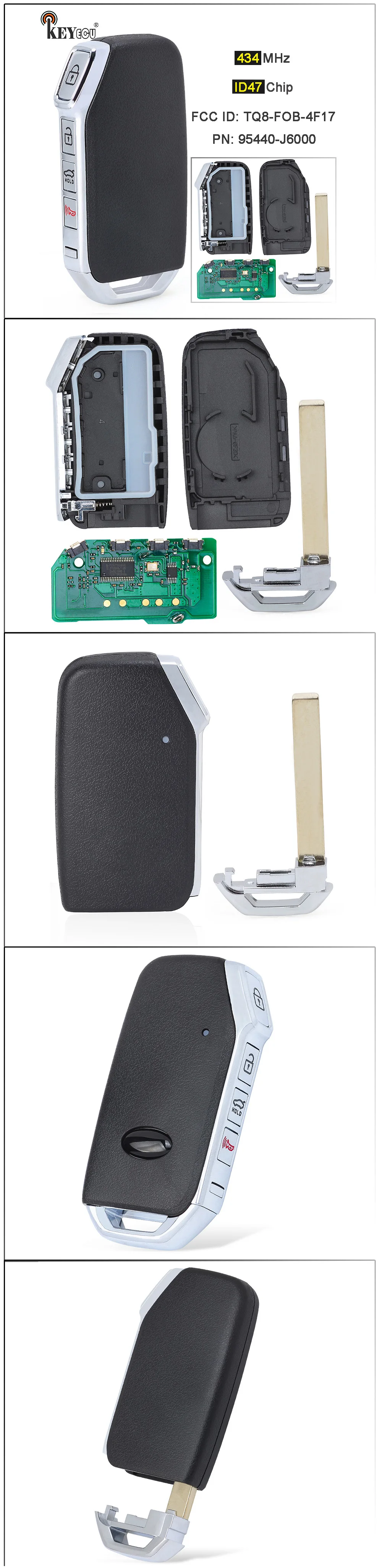 Keyforkess 433MHz ID46 Chip FCC ID: 95440-3W600 di Ricambio 3 Tasto del Telecomando Chiave Dell'automobile di Chiave Auto Chiave A Distanza Fob per Kia K5 Sportsge - S3015595a21bb4233a99438f62ca874c6k