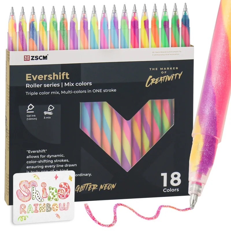 18 Colors Rainbow Gradient Gel Pens Set-1.2mm Bullet Tip for Journaling, Scrapbooking, Doodling & Handbook Decoration