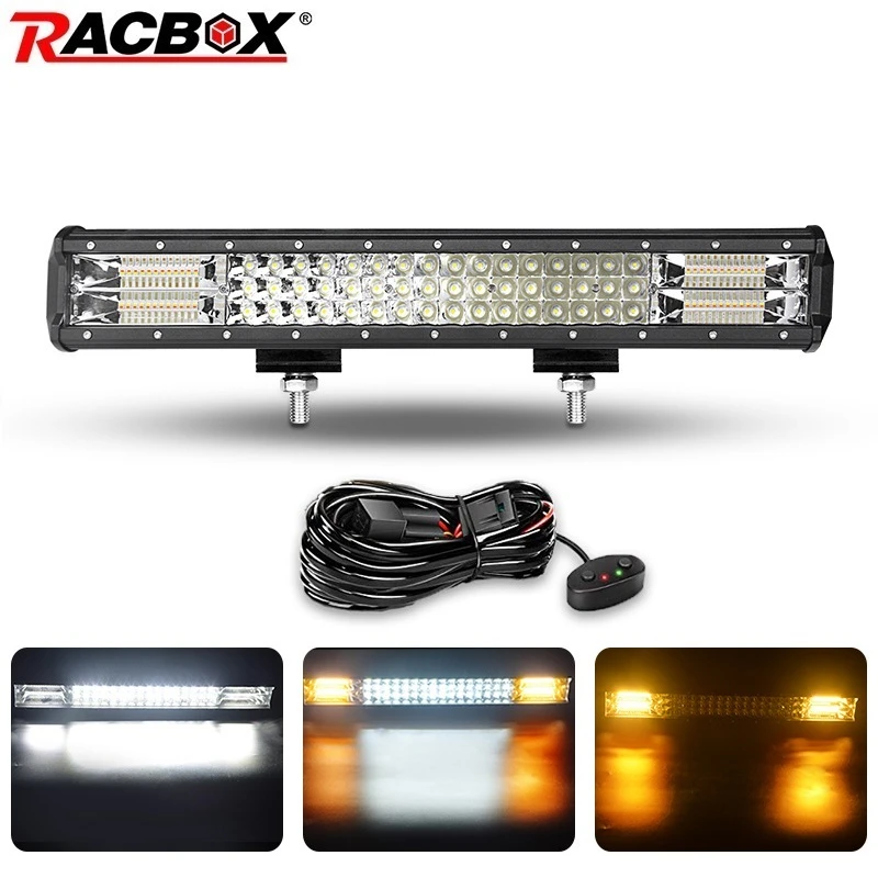 Strobe LED Light Bar 20 Inch Offroad Driving Work Fog Lamps Warning