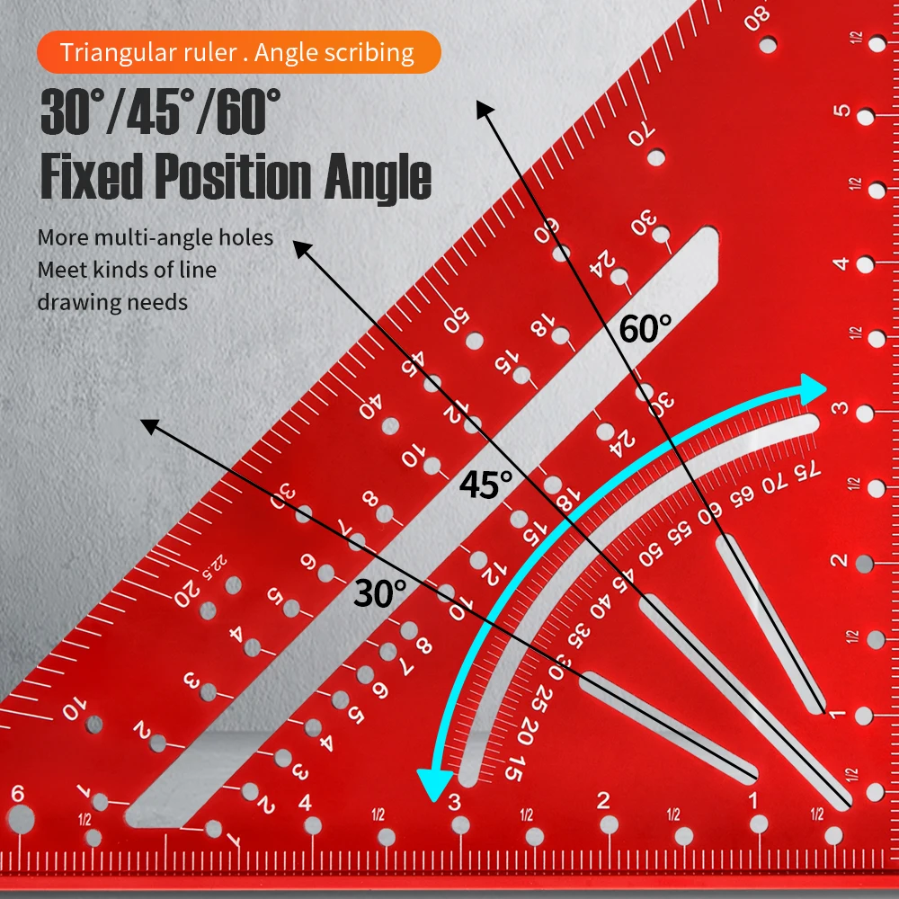 1pc Aluminium Alloy Metric Triangle Ruler for Woodworking Angle Measurement