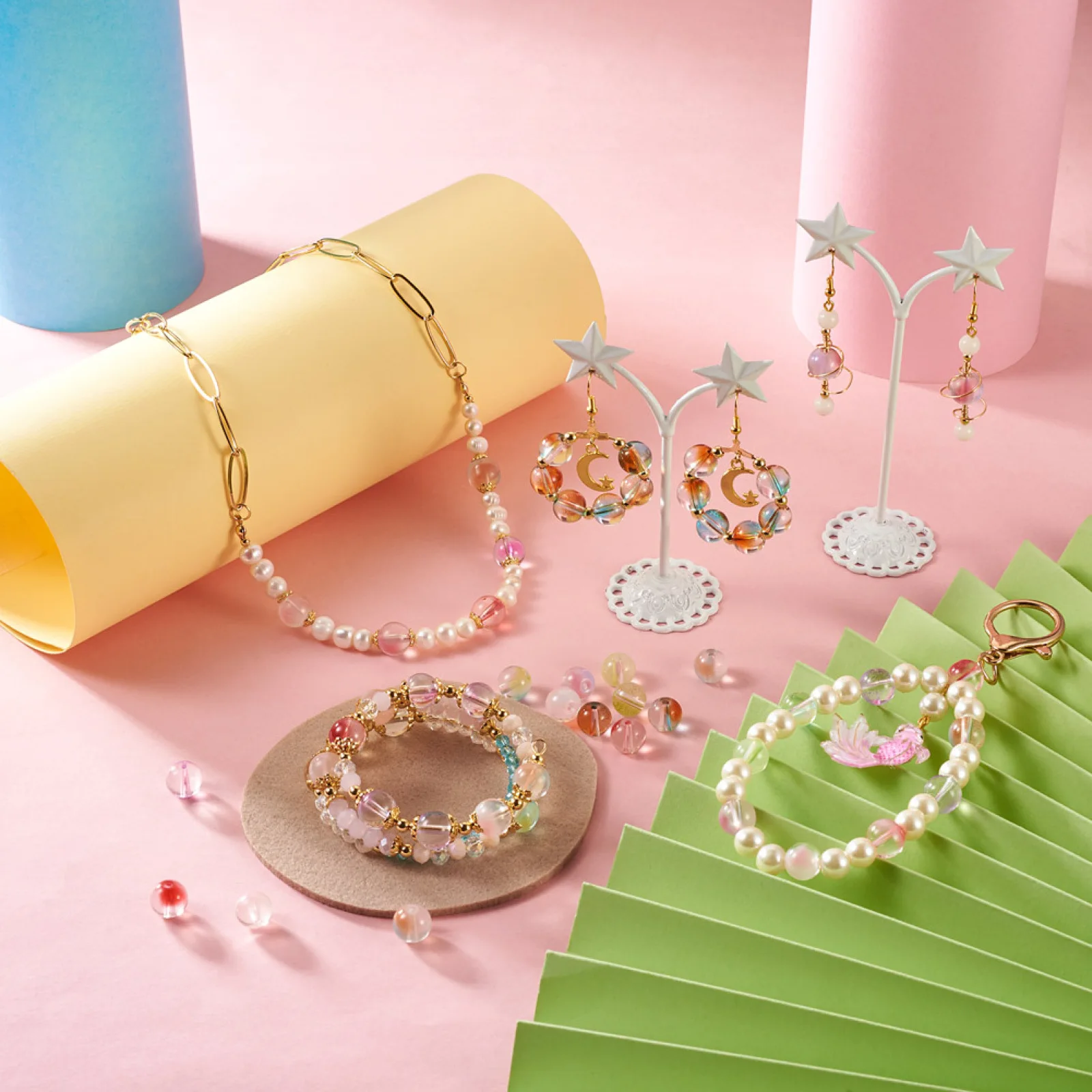 120Pcs 10mm Double Colored Round Glass Beads Loose Spacer Beads for Jewelry Bracelet Necklace Earring Making DIY Accessories