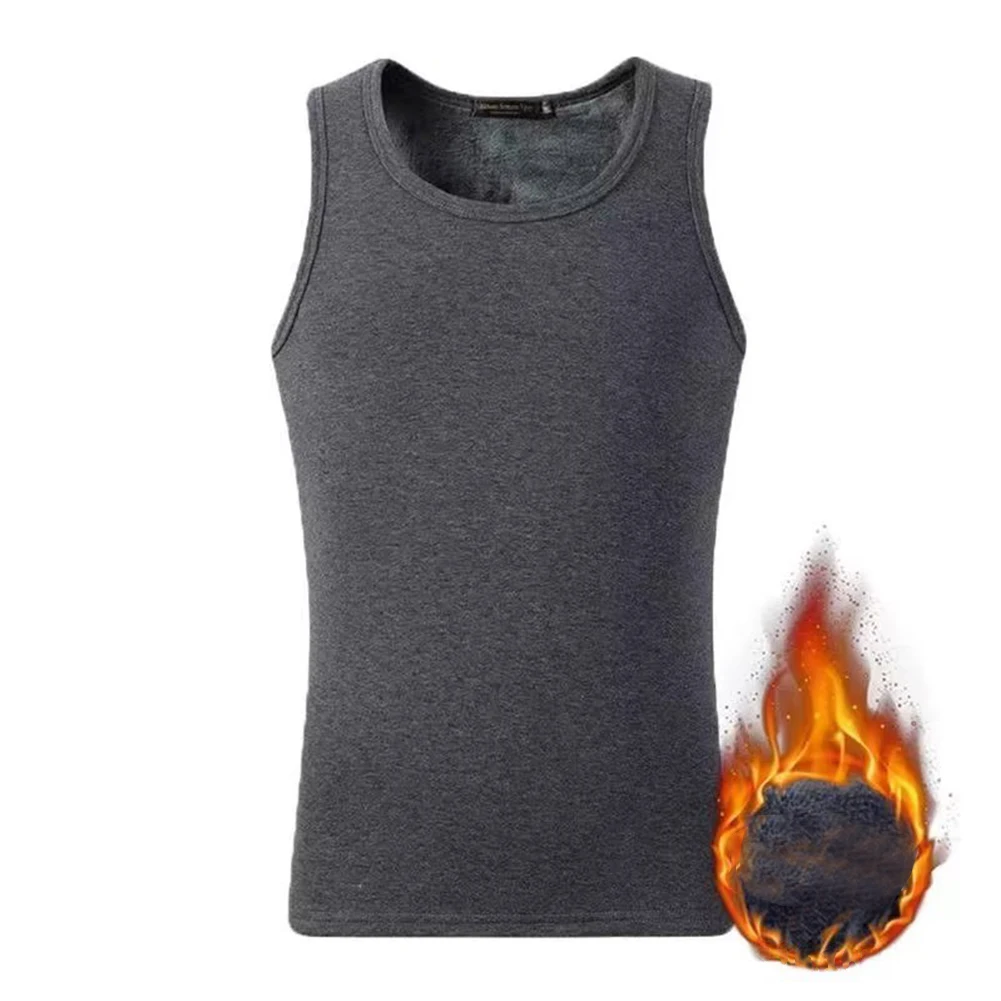 Men's Fleece Lined Tank Top Vest Underwear Warm Thermal Base Layer Undershirt Thermo Clothing Pajamas Breathable Base T-Shirt breather breathable base