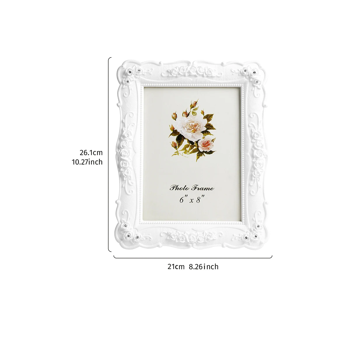 1PC, simple white rose relief photo frame, suitable for home decoration as a decorative item