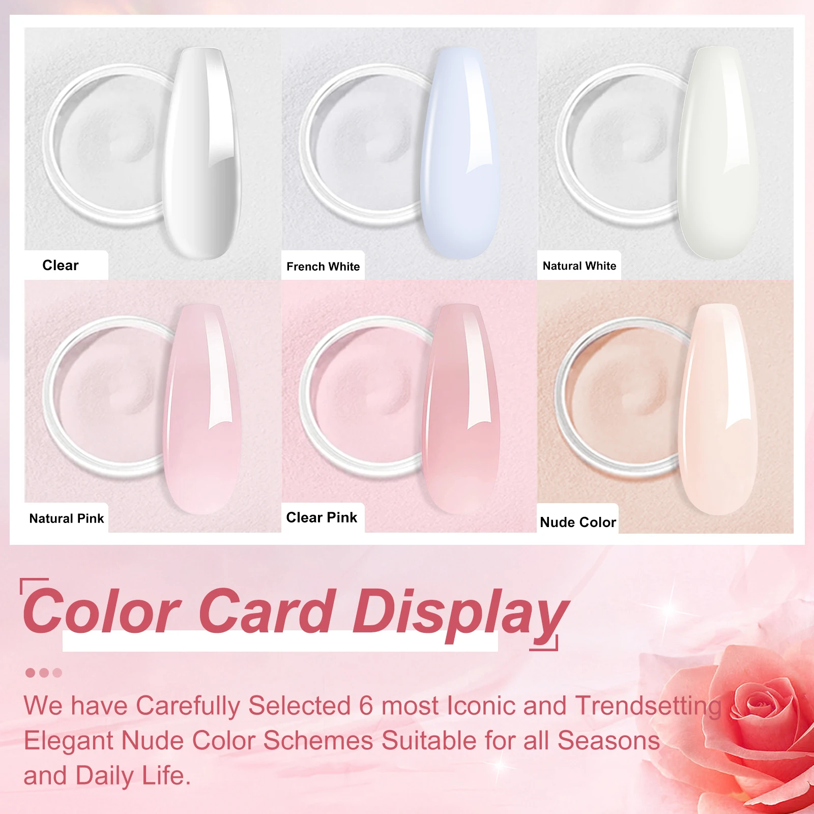 50g/Box French White Clear Pink Dipping Powder Dip Powder No Lamp Cure Nails Natural Dry for Easy Nail Salon Effect nail powder,nail powder set