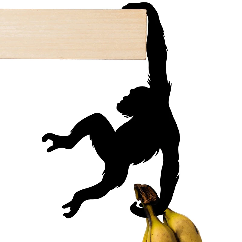 

Iron Banana Holder Monkey Shaped Easy Install Black Kitchen Gadgets Funny Keep Fresh Durable Key Hanger Wall Door Storage Rack