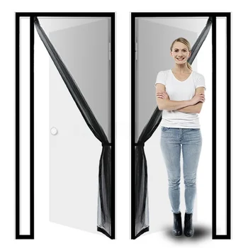 Moustiquaire magnétique pour porte, ouverture latérale, noir, taille personnalisée, rideau anti-insectes volants, maille Invisible pour l'été et l'intérieur 1