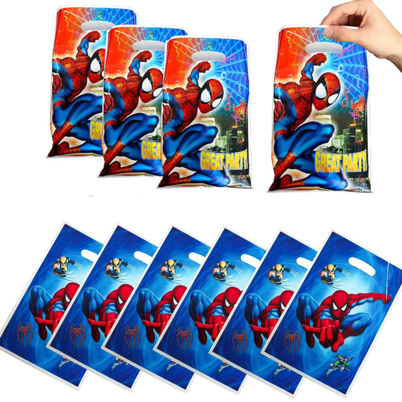 

Spiderman Candy Bag Handle Gift Bags Superhero Themed Birthday Party Decoration Snack Loot Package Festival Party Favor Kids