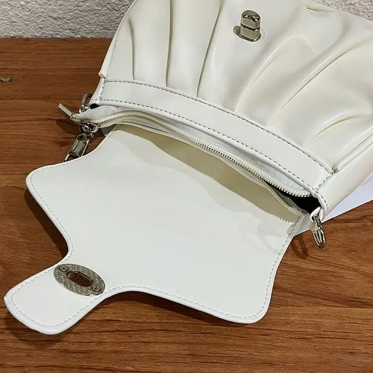 JIAERDI Sweet Cute White Handbag Messenger Bag Women Retro Pearl Chain Handle Crossbody Bags Hot Girls Versatile Y2k Hand Bag