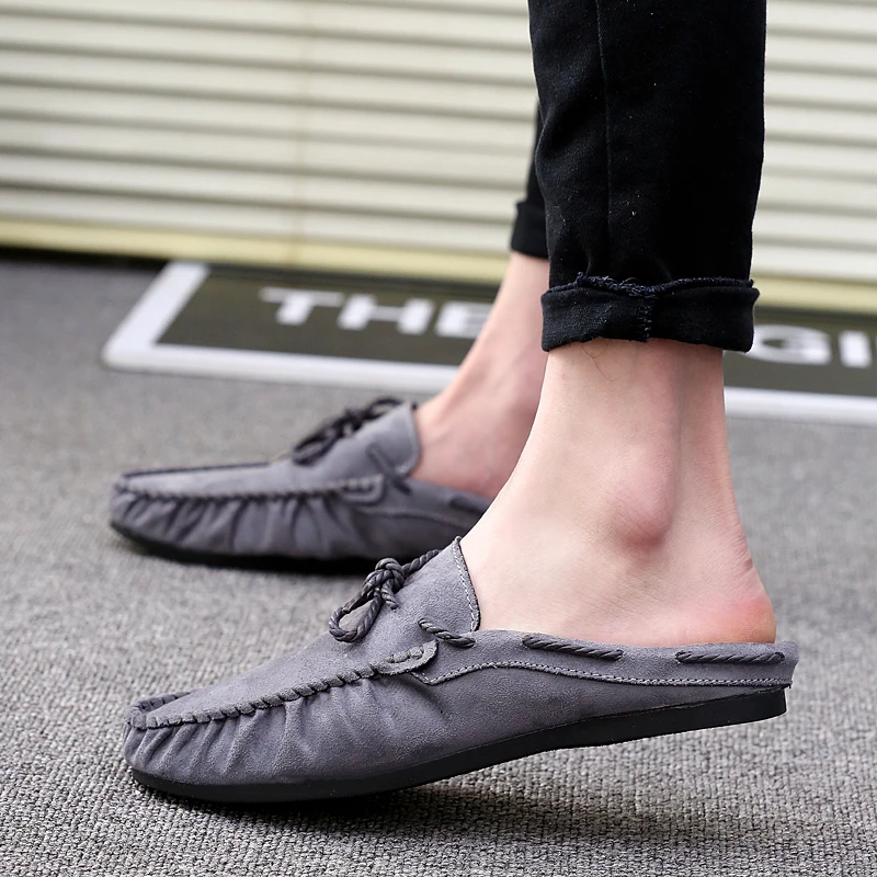 Summer Bowknot Half Shoes For Men Dress Shoes Mules Man Slides Leather Casual Shoes Backless Loafers Slippers Flats Sandals 2023 2